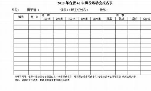 中学田径运动会报名表,田径运动会报名通知